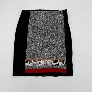 White House Black Market Pencil Skirts Womens 4 Black Geometric Stretch Back Zip